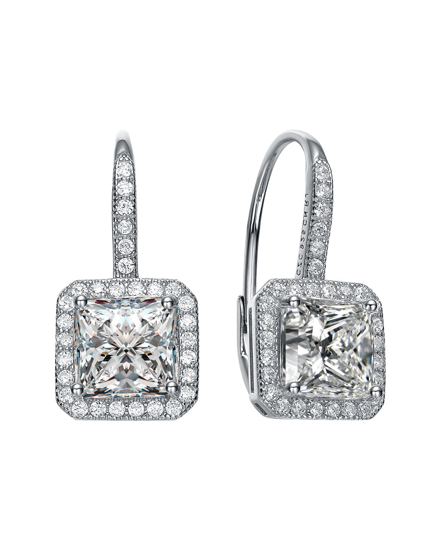 Shop Genevive Silver Cz Square Drop Earrings