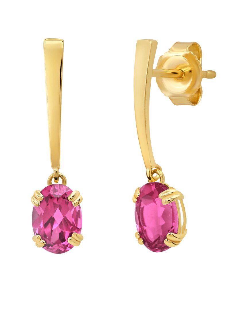 Max + Stone 14k 1.80 Ct. Tw. Created Pink Sapphire Dangle Earrings In Gold