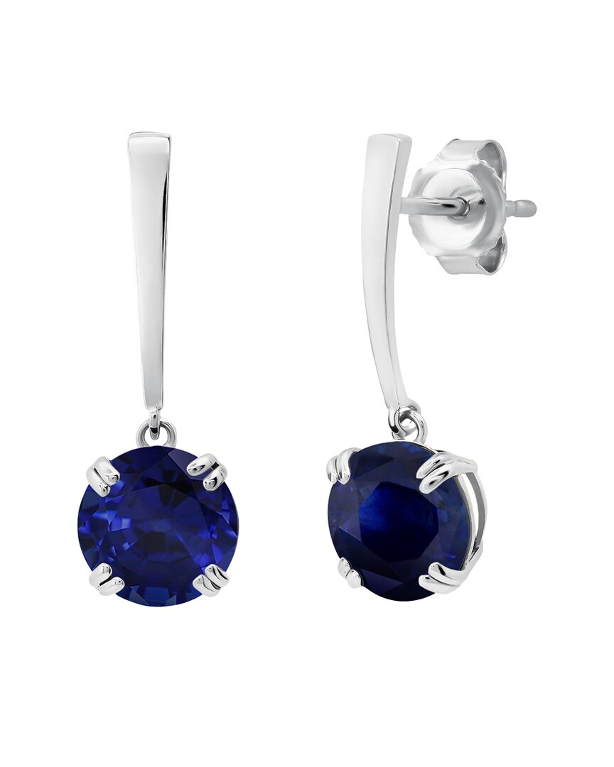 Max + Stone 14k 3.25 Ct. Tw. Created Blue Sapphire Dangle Earrings In Metallic