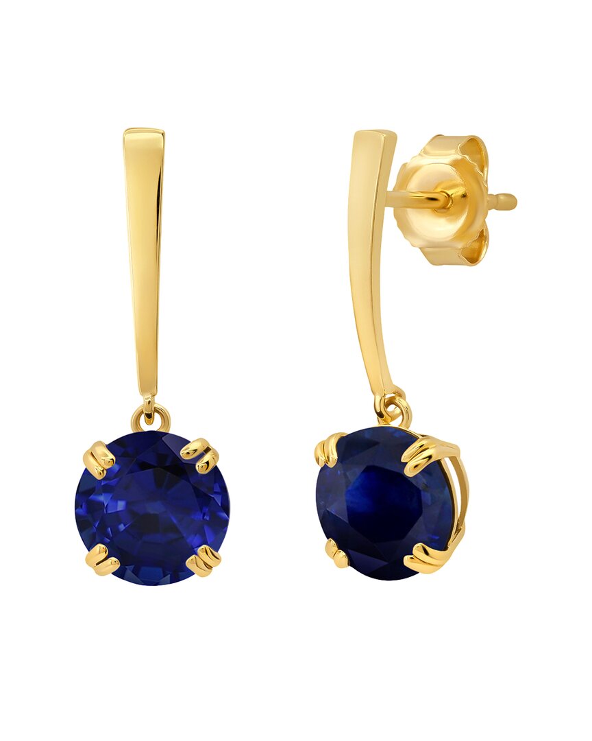 Max + Stone 14k 3.25 Ct. Tw. Created Blue Sapphire Dangle Earrings In Gold