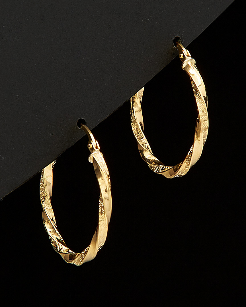 Italian Gold Greek Key Twisted Hoops