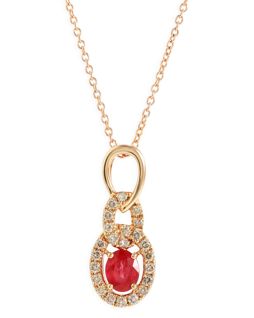 LE VIAN LE VIAN 14K 0.63 CT. TW. DIAMOND & PASSION RUBY PENDANT NECKLACE