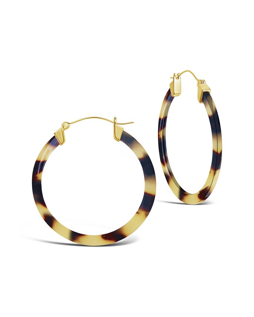 Sterling Forever 14k Plated Snow Tortoise Hoops In Gold