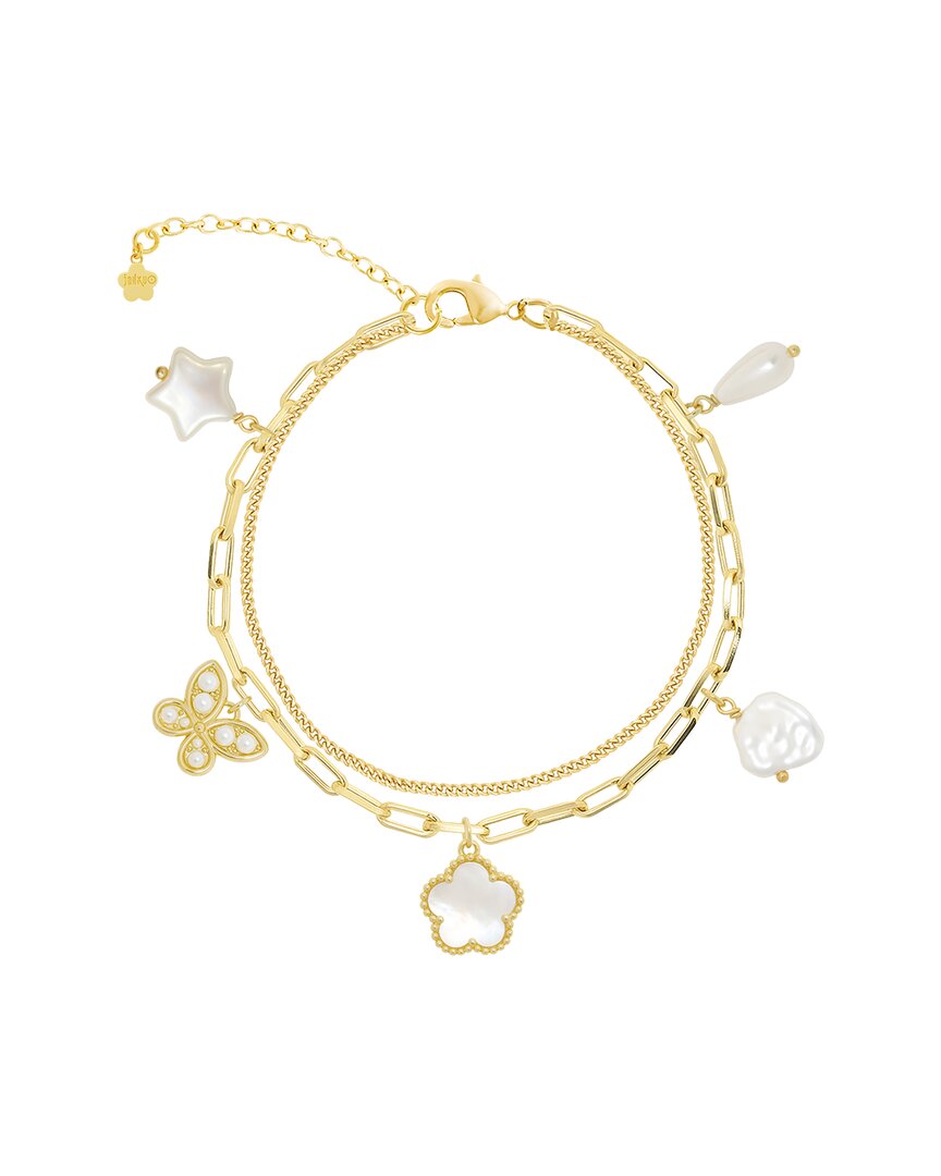 Jankuo Flower 14k Plated Double Layer Bracelet In Gold