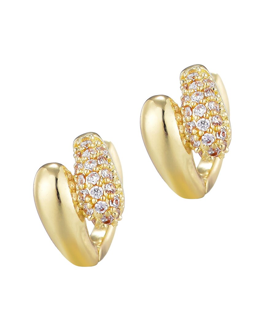 Adornia 14k Plated Cz Double Band Hoop Huggie Earrings In Gold