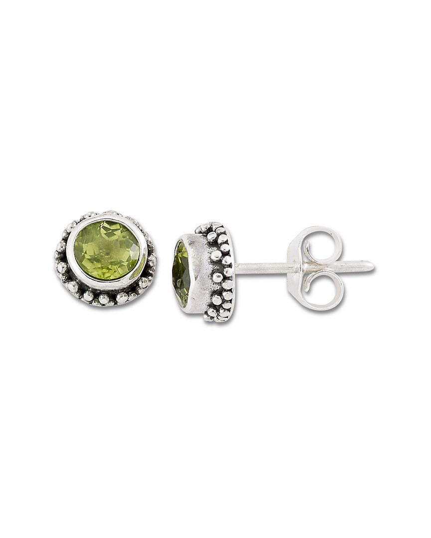 Samuel B. Silver 0.50 Ct. Tw. Peridot Beaded Studs