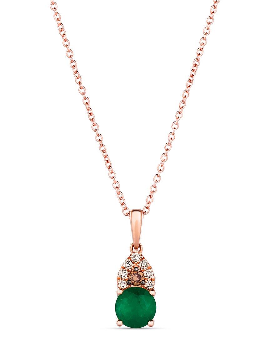 Le Vian ® 14k Rose Gold 0.66 Ct. Tw. Diamond & New Emerald Pendant