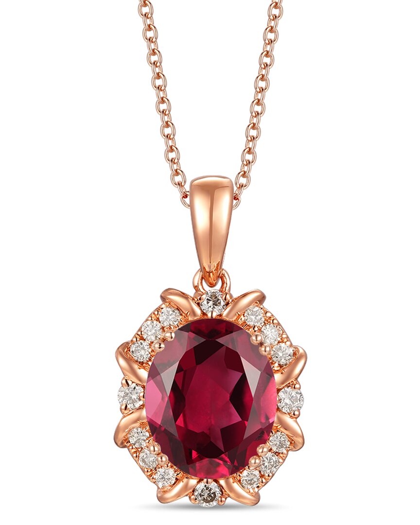 Le Vian ® 14k Rose Gold 2.14 Ct. Tw. Diamond & Rhodolite Pendant