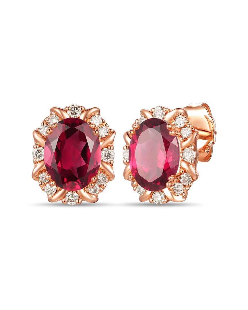 Le Vian ® 14k Rose Gold 1.91 Ct. Tw. Diamond & Rhodolite Studs