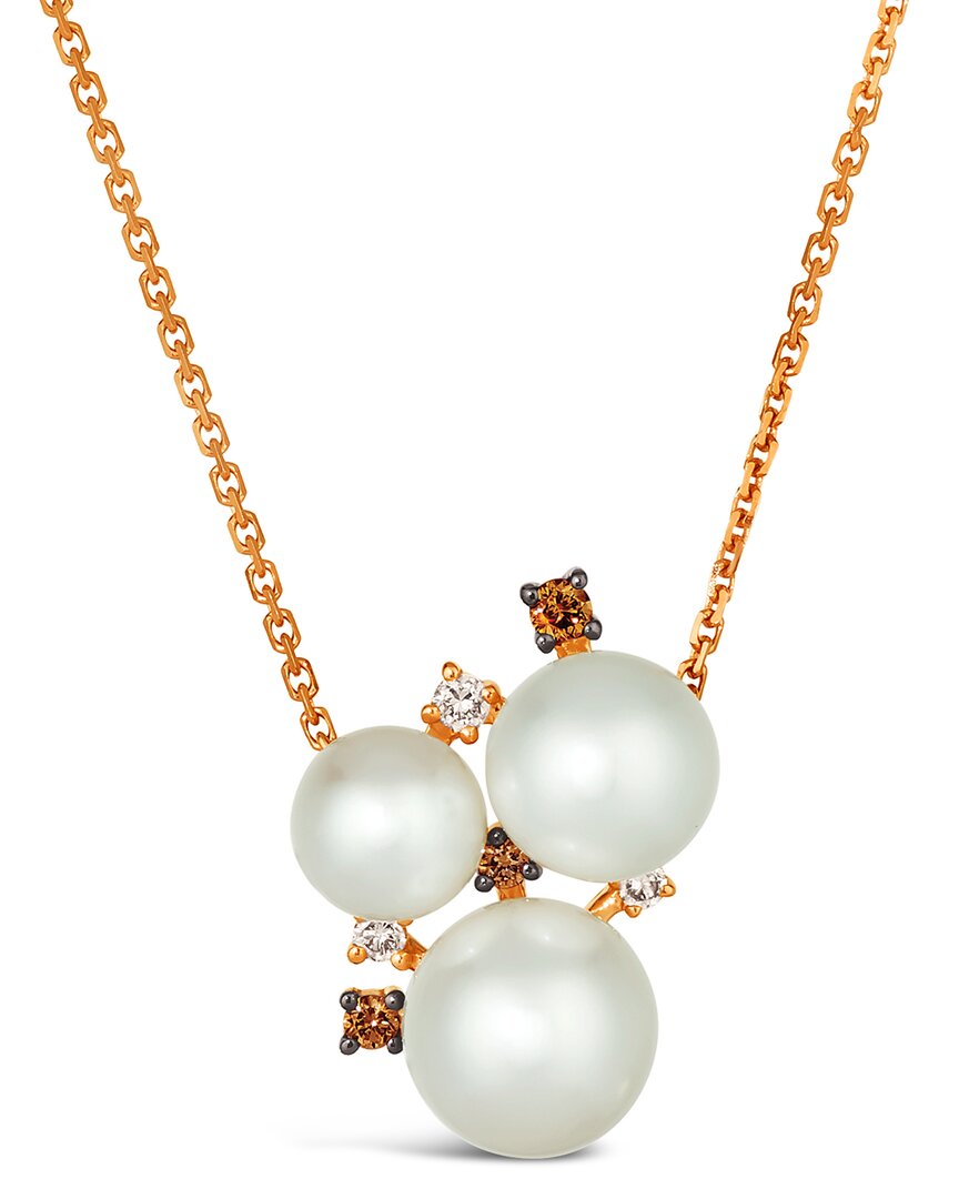 Le Vian ® 14k Rose Gold 0.13 Ct. Tw. Diamond & 6-9mm Pearl Pendant Necklace