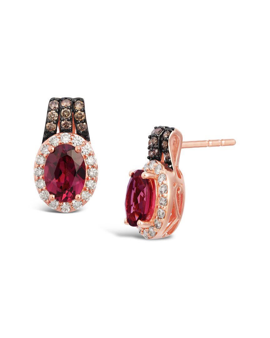 Le Vian ® 14k Rose Gold 2.15 Ct. Tw. Diamond & Rhodolite Drop Earrings In Red