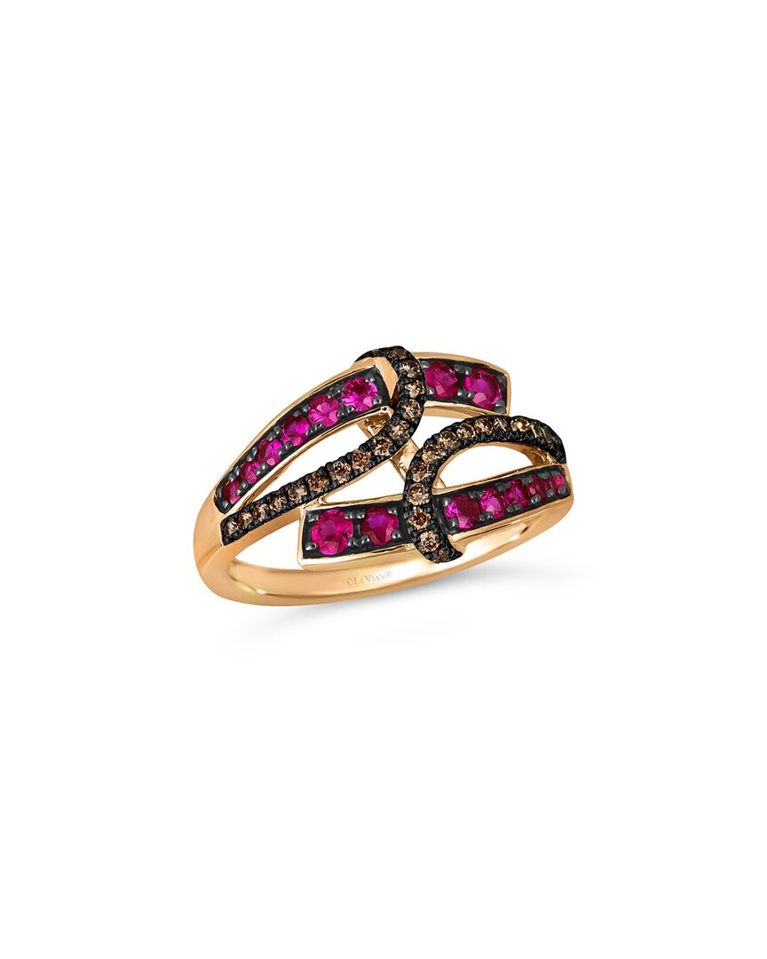 Le Vian ® 14k Rose Gold 0.69 Ct. Tw. Diamond & Pink Sapphire Cocktail Ring