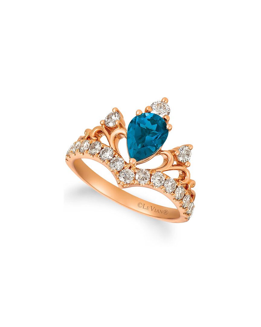 Le Vian ® 14k Rose Gold 1.90 Ct. Tw. Diamond & London Blue Topaz Cocktail Ring