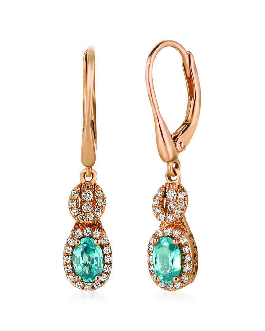 Le Vian ® 14k Rose Gold 1.27 Ct. Tw. Diamond & Blue Zircon Dangle Earrings