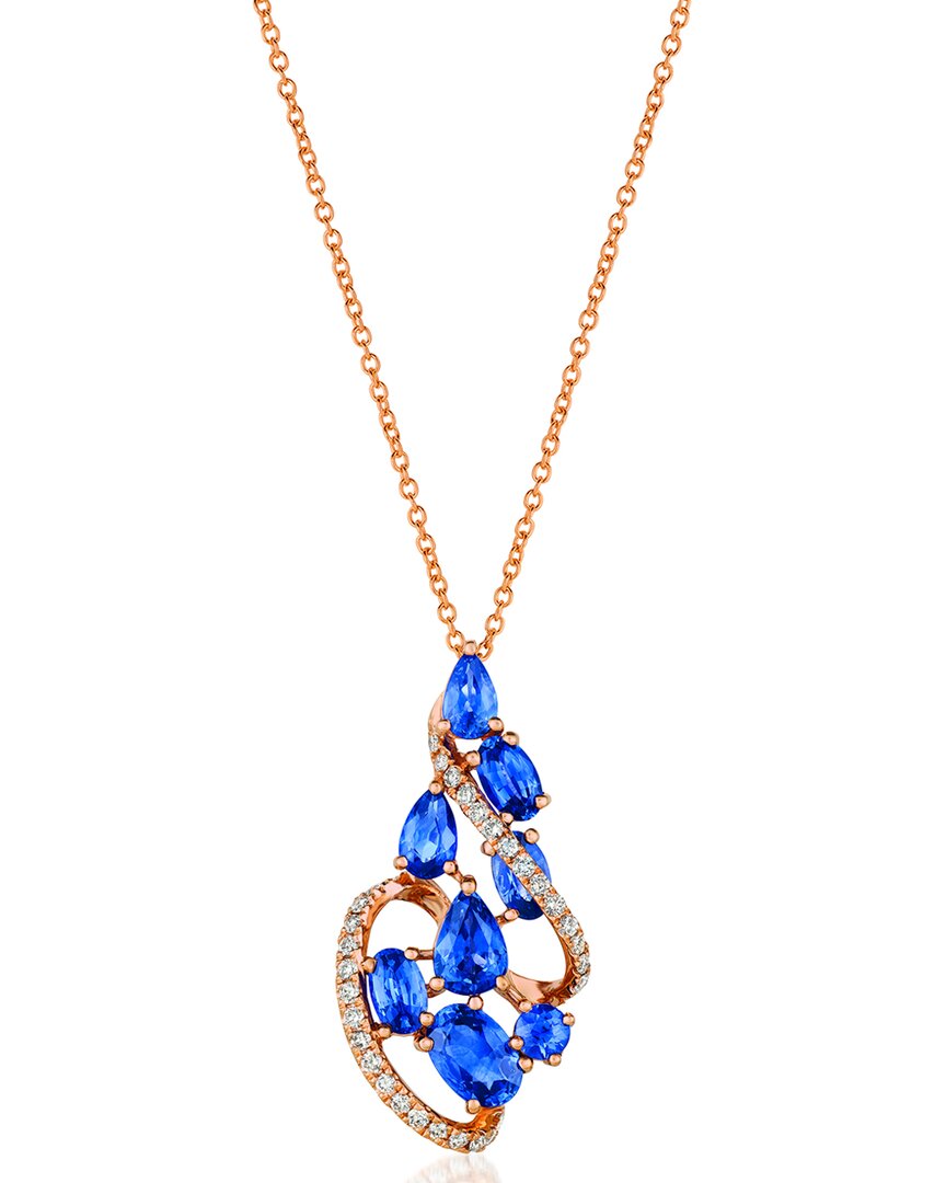 Le Vian ® 14k Rose Gold 2.66 Ct. Tw. Diamond & Sapphire Pendant In Blue