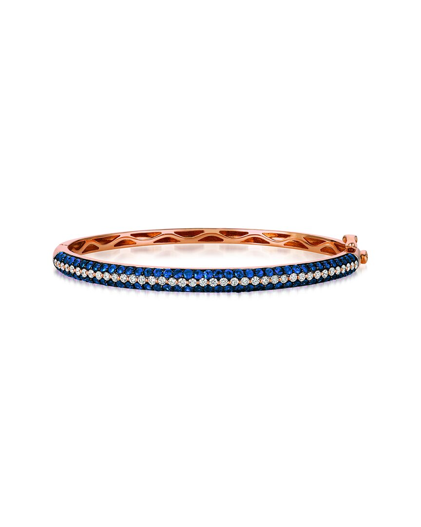 Le Vian ® 14k Rose Gold 3.36 Ct. Tw. Diamond & Sapphire Bangle Bracelet In Blue