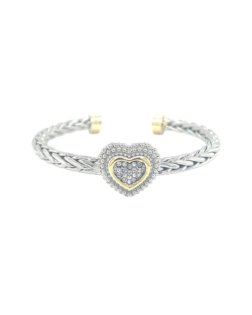 Juvell 18k Plated Cz Heart Bangle Bracelet In Metallic