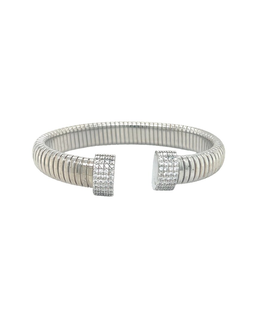 Juvell 18k Plated Cz Goose Bangle Bracelet In Metallic