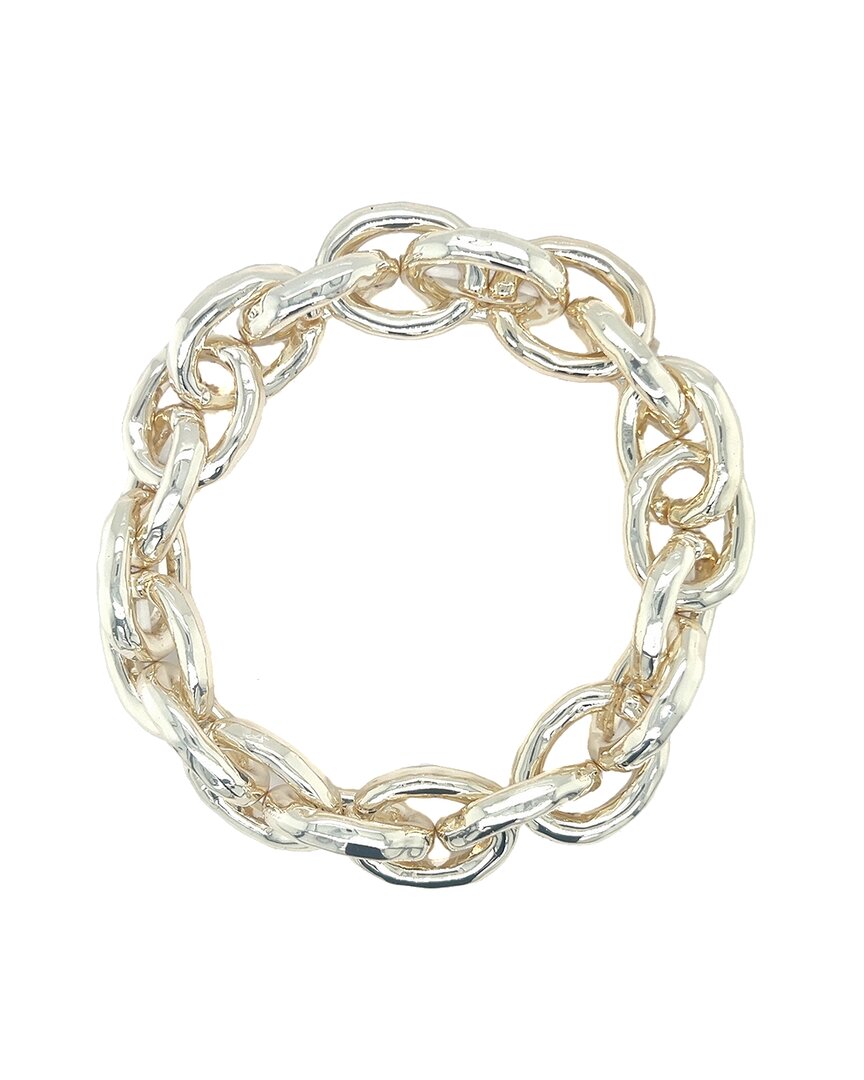 Juvell 18k Plated Hammered Link Bangle Bracelet In Metallic