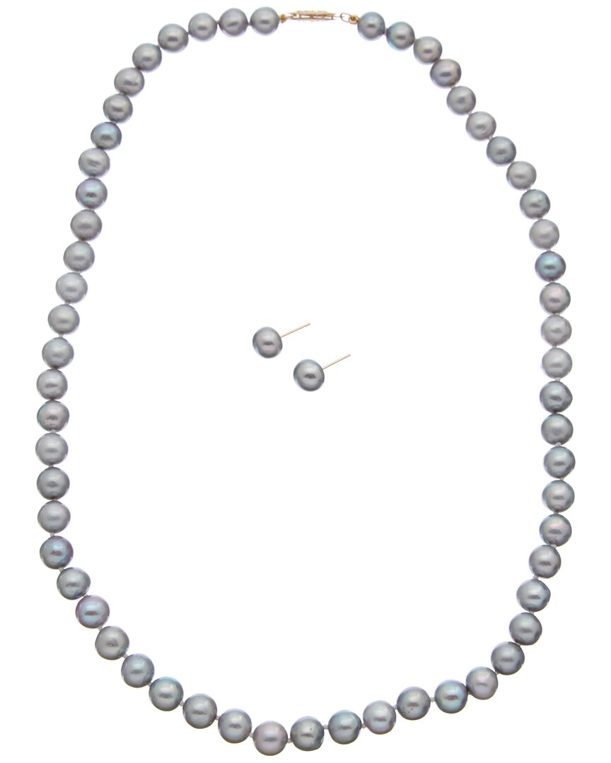 Splendid Pearls 14k 7-8mm Earring & Necklace Set