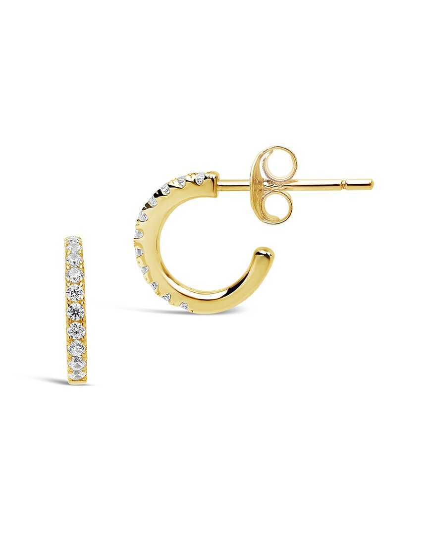 Sterling Forever 14k Yellow Gold Vermeil Pave Cubic Zirconia Hoop Stud Earrings