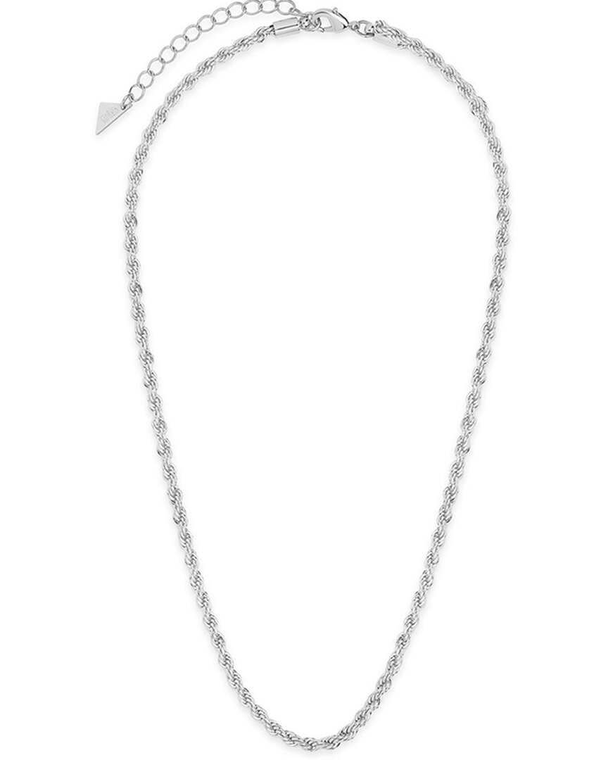 Shop Sterling Forever Rhodium Plated Rope Braid Necklace