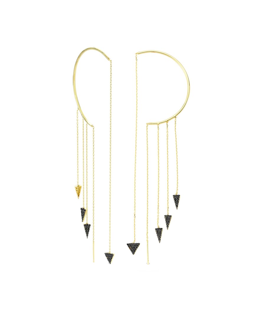 Amorium 18k Over Silver Cz Spike Cuff Earrings In Gold