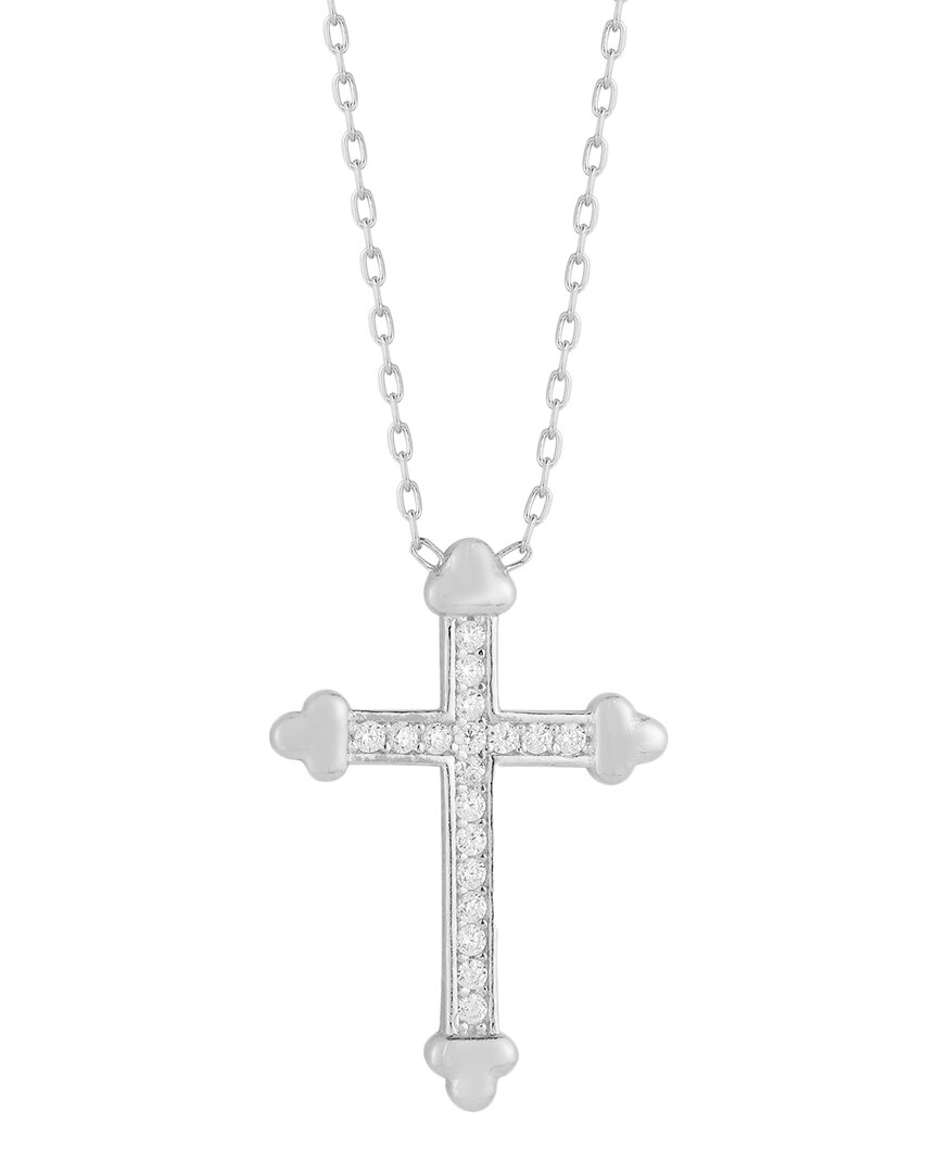 Glaze Jewelry Silver Cz Cross Necklace In Metallic