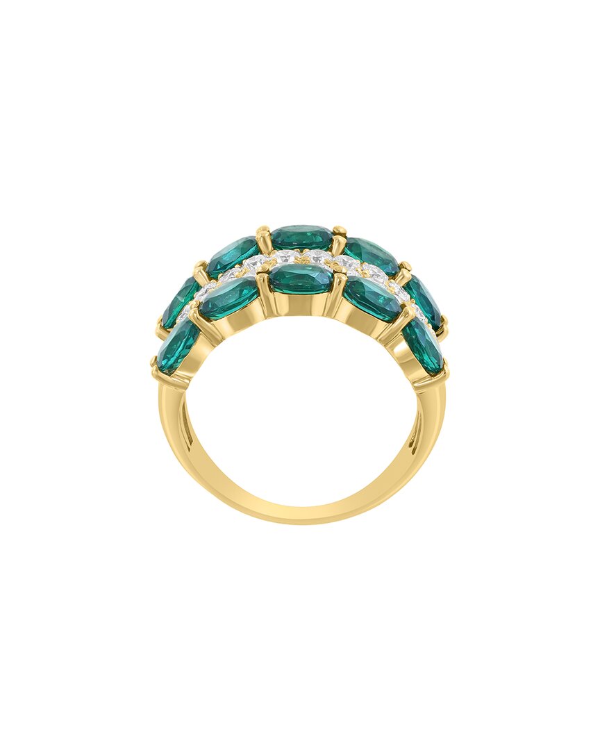 Effy Fine Jewelry Gold Over Silver 4.27 Ct. Tw. Lab-grown Diamond & Lab-grown  Lab Emerald Ring