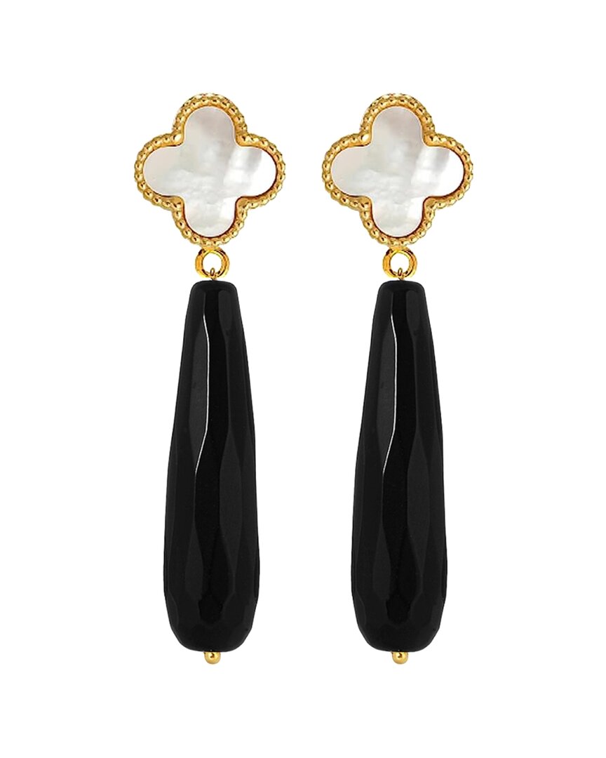 LIV OLIVER LIV OLIVER 18K 62.75 CT. TW. ONYX & PEARL DROP EARRINGS