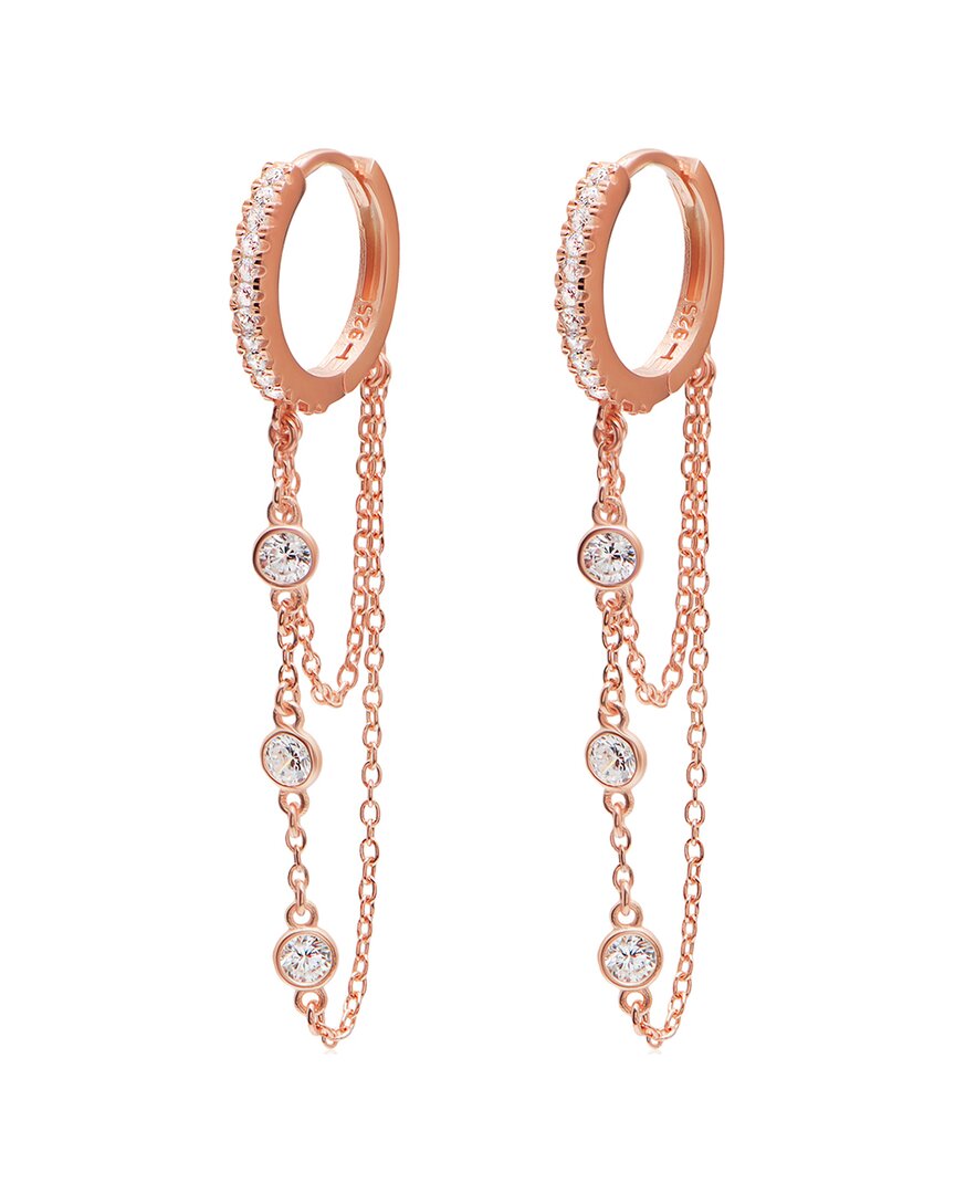 Gabi Rielle 14k Rose Gold Vermeil Cz Huggie Earrings