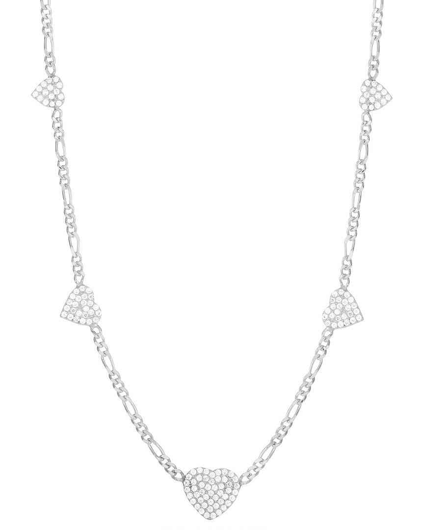Sphera Milano Silver Cz Heart Choker Necklace