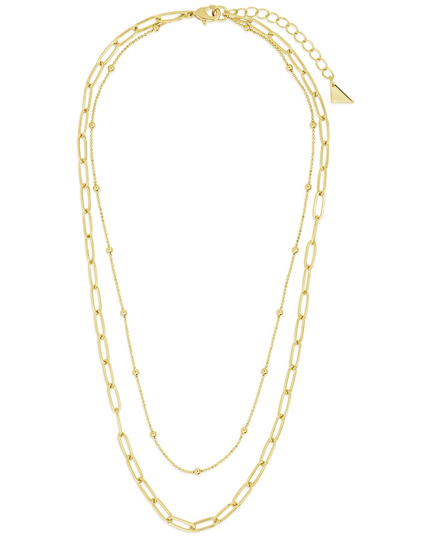 Sterling Forever 14k Plated Leah Paperclip Layered Chain Necklace