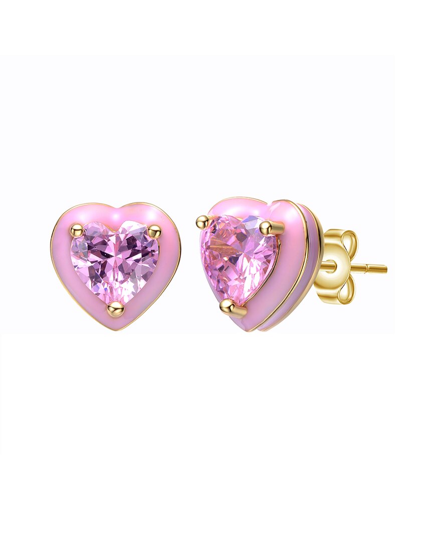 Rachel Glauber 14k Plated Cz Heart Earrings