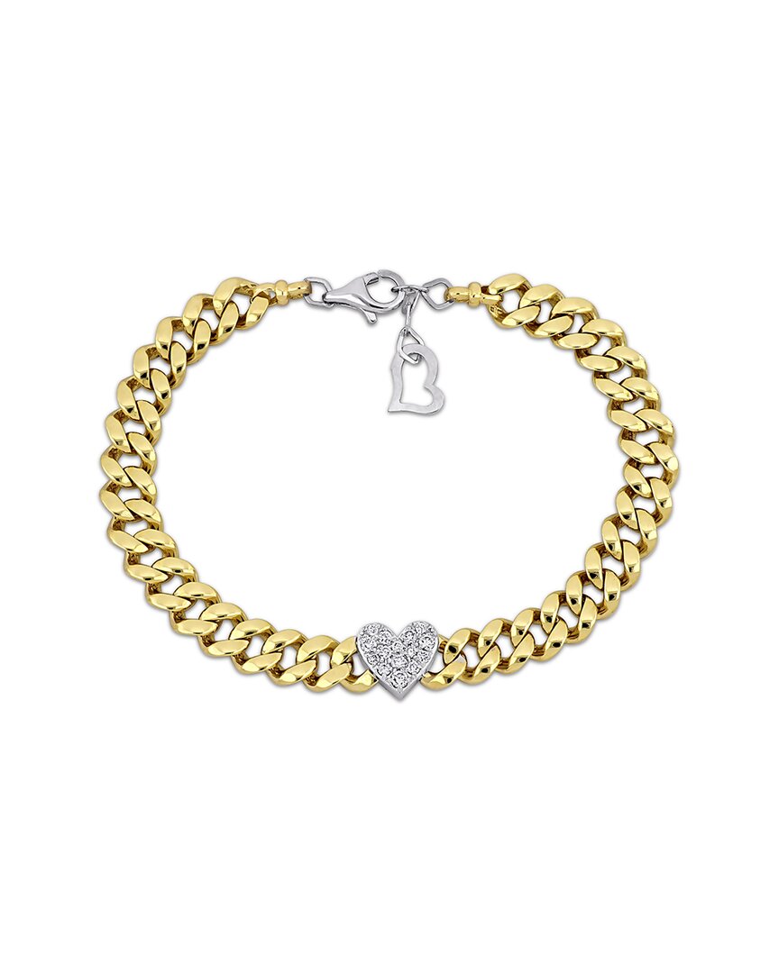 Rina Limor 14k Two-tone 0.23 Ct. Tw. Diamond Heart Bracelet