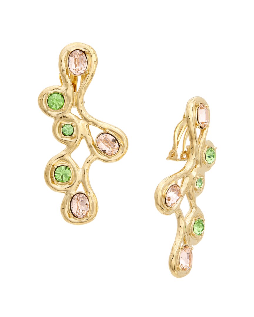 Oscar De La Renta Round Crystal Earrings In Gold
