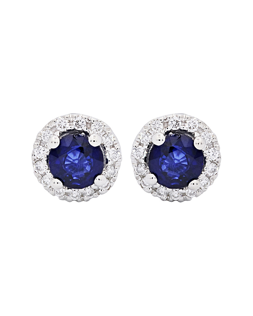 Diana M. Fine Jewelry 14k 0.98 Ct. Tw. Diamond & Sapphire Studs