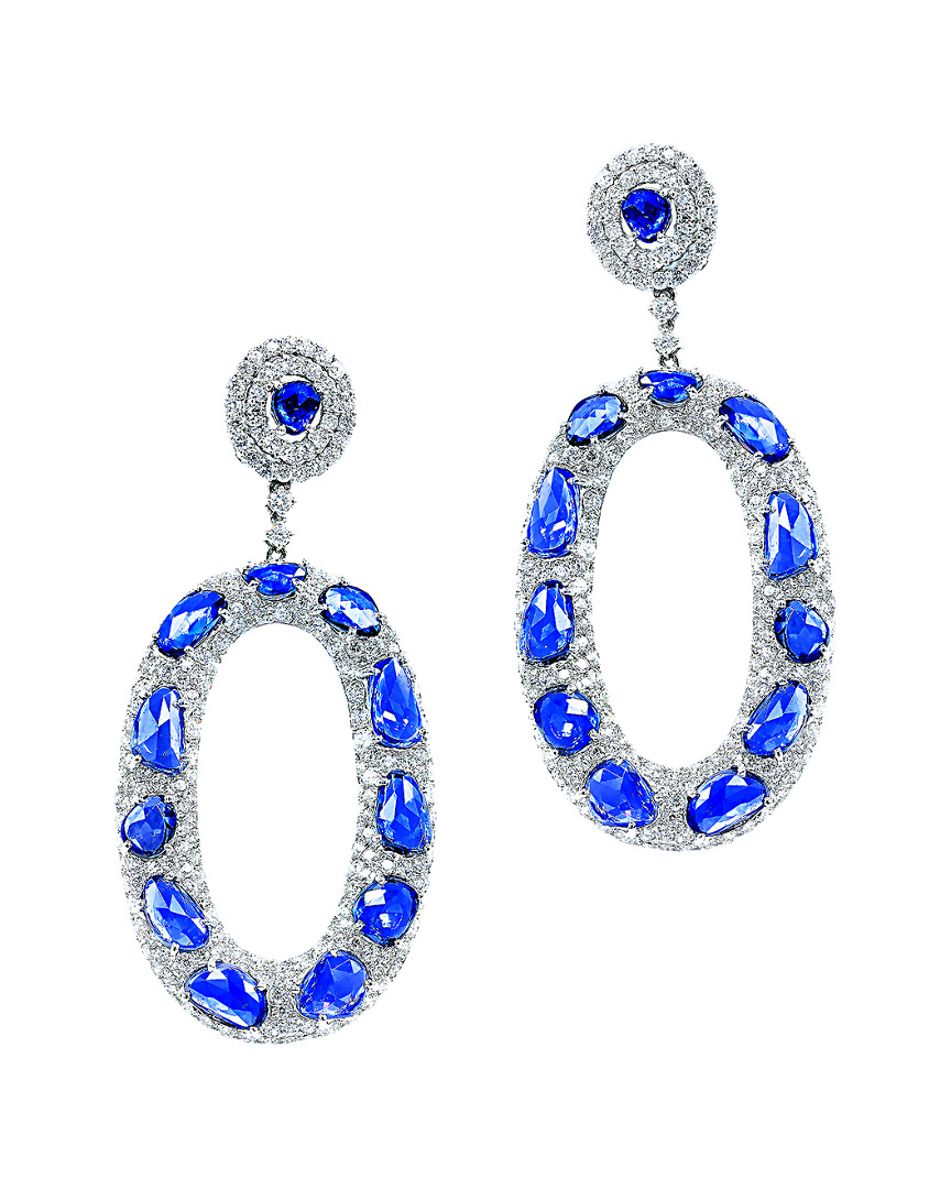 Diana M. Fine Jewelry 18K 27.32 ct. tw. Diamond & Blue Sapphire Earrings
