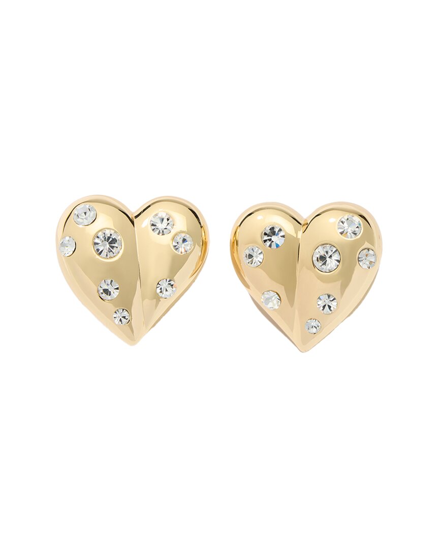Carolina Herrera Molded Heart Stud Clip-on Earrings In Gold