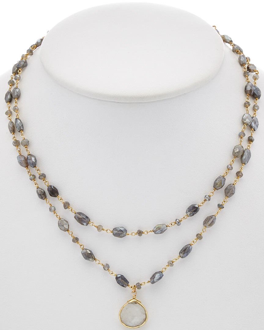 Rachel Reinhardt 14k Over Silver Labradorite & Moonstone Layered Necklace