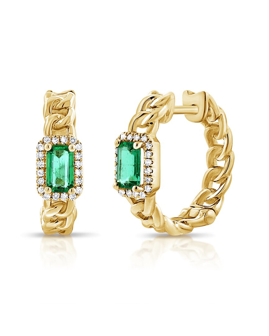 Sabrina Designs 14k 1.07 Ct. Tw. Diamond & Emerald Huggie Earrings