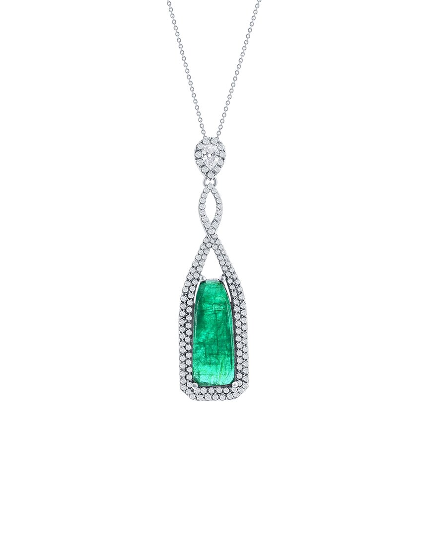 Jewels By Viomo 18k 15.88 Ct. Tw. Diamond & Emerald Pendant
