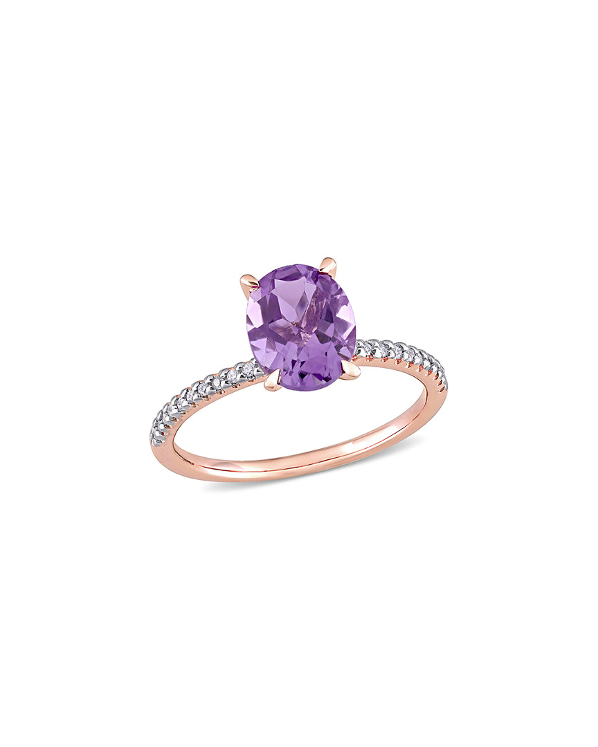 Shop Rina Limor 14k Rose Gold 2.11 Ct. Tw. Diamond & Amethyst Ring