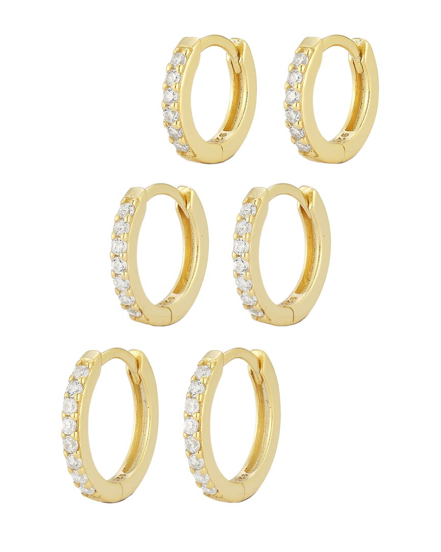 Glaze Jewelry 14K Over Silver CZ Triple Hoops