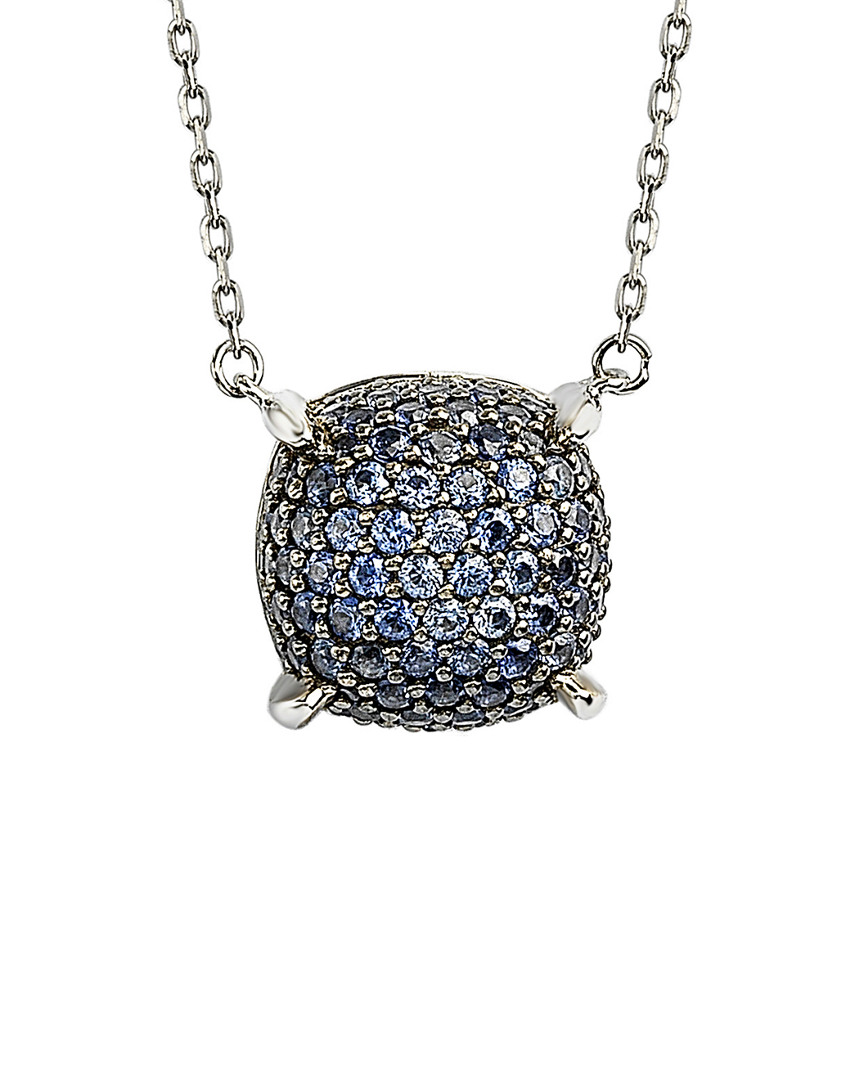 Shop Suzy Levian Silver Diamond & Blue Sapphire Necklace