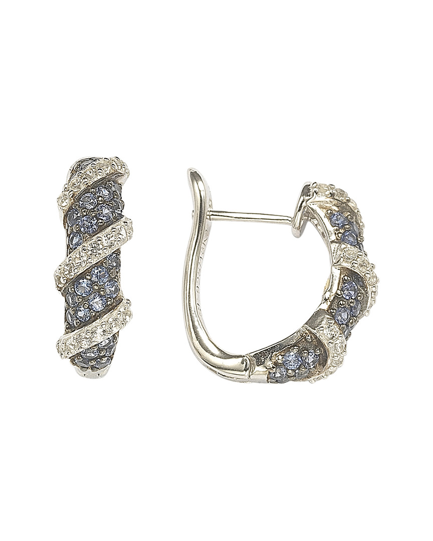 Suzy Levian Silver Diamond & Sapphire Mini Hoops