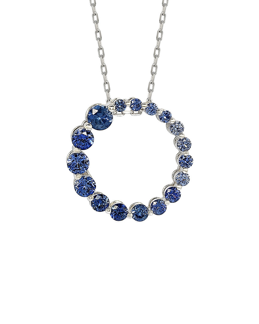 Shop Suzy Levian Silver Blue Sapphire Circle Necklace