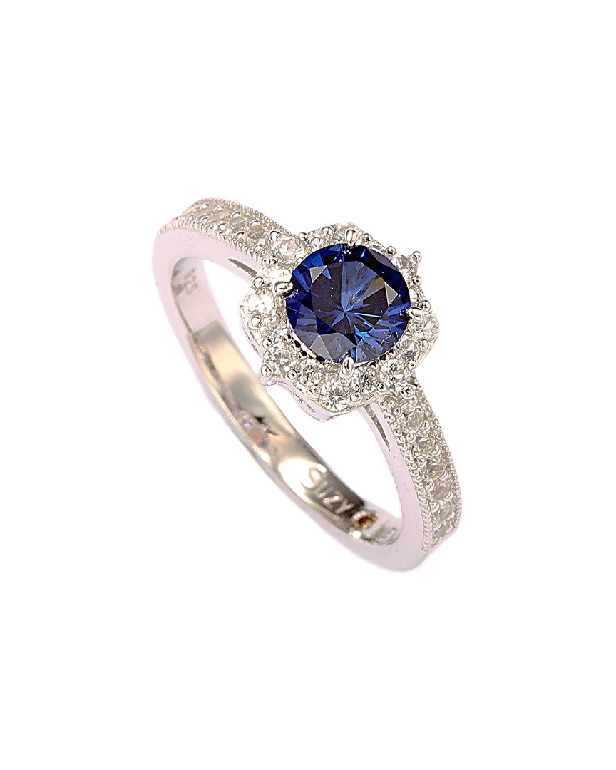 Shop Suzy Levian Silver Diamond & Sapphire Ring