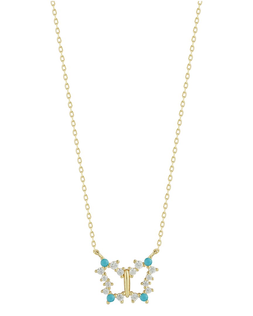 Sphera Milano 14k Over Silver Synthetic Turquoise Cz Butterfly Necklace