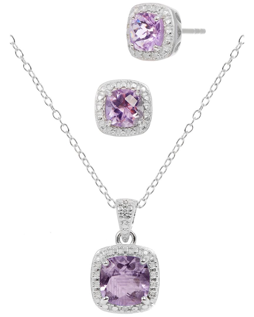 Savvy Cie Silver 6.25 Ct. Tw. Earring & Necklace Set